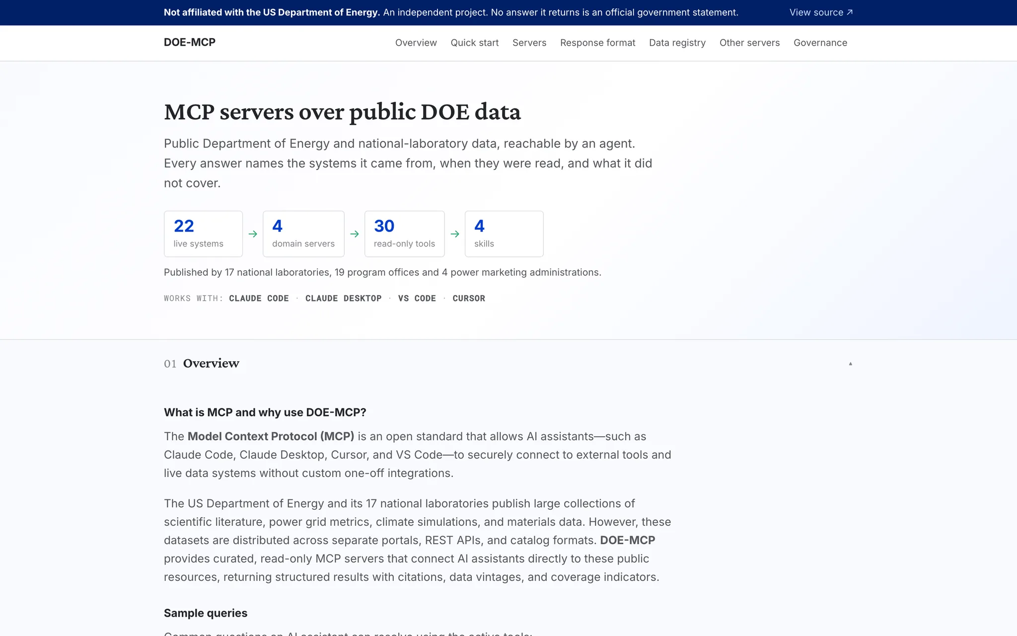 DOE-MCP overview on desktop