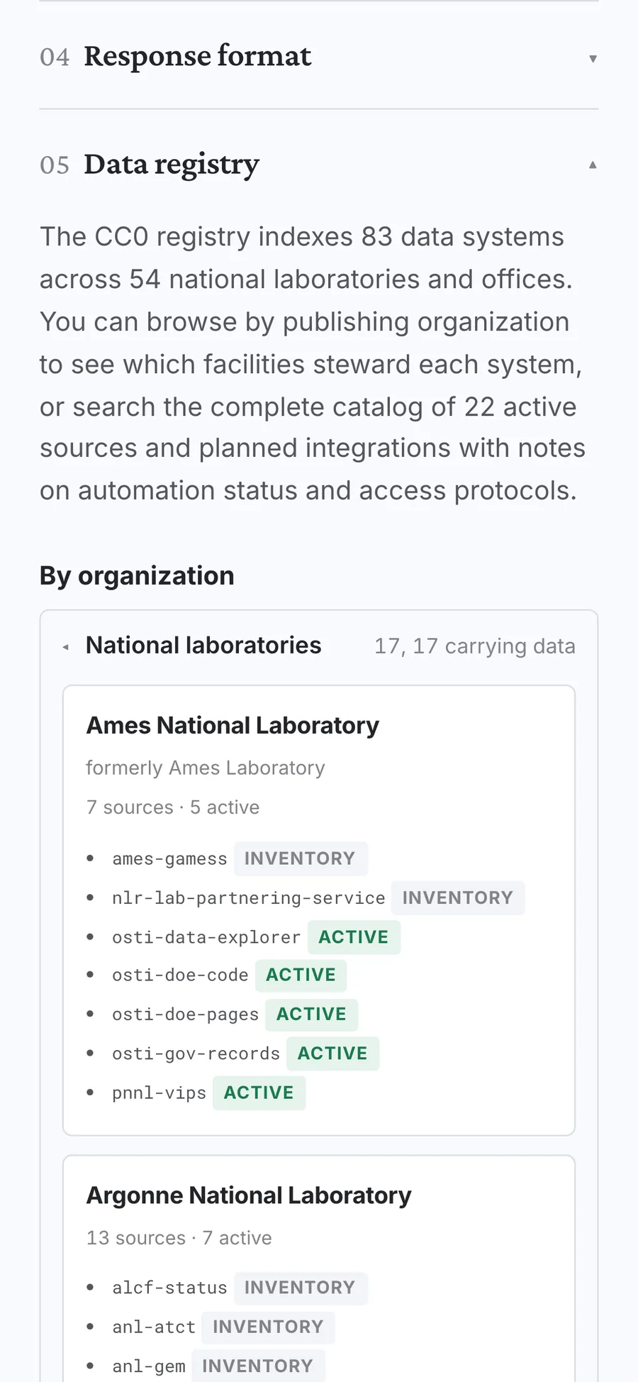 DOE-MCP source registry on mobile