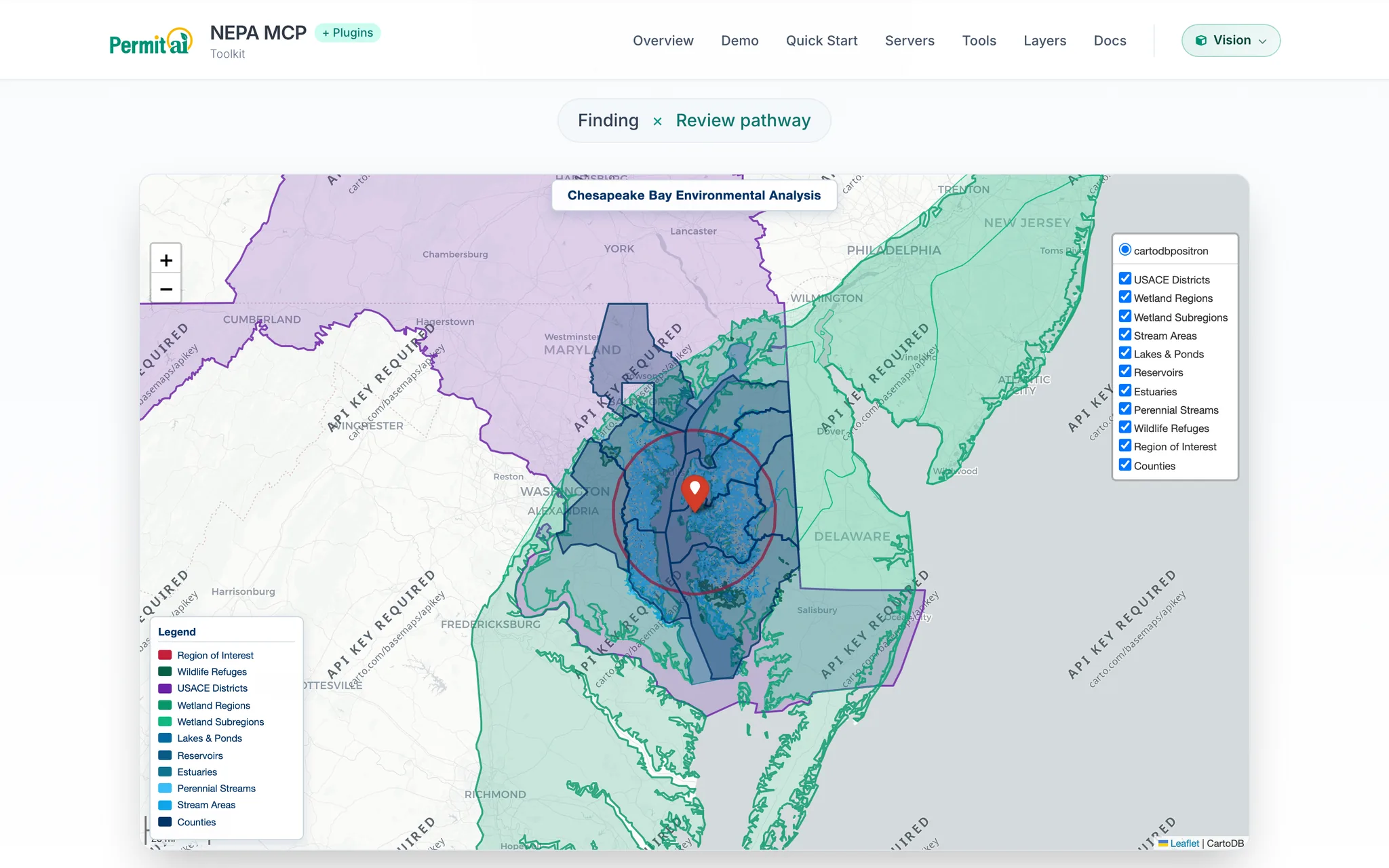 The Map Composer server: federal GIS layers (desktop)