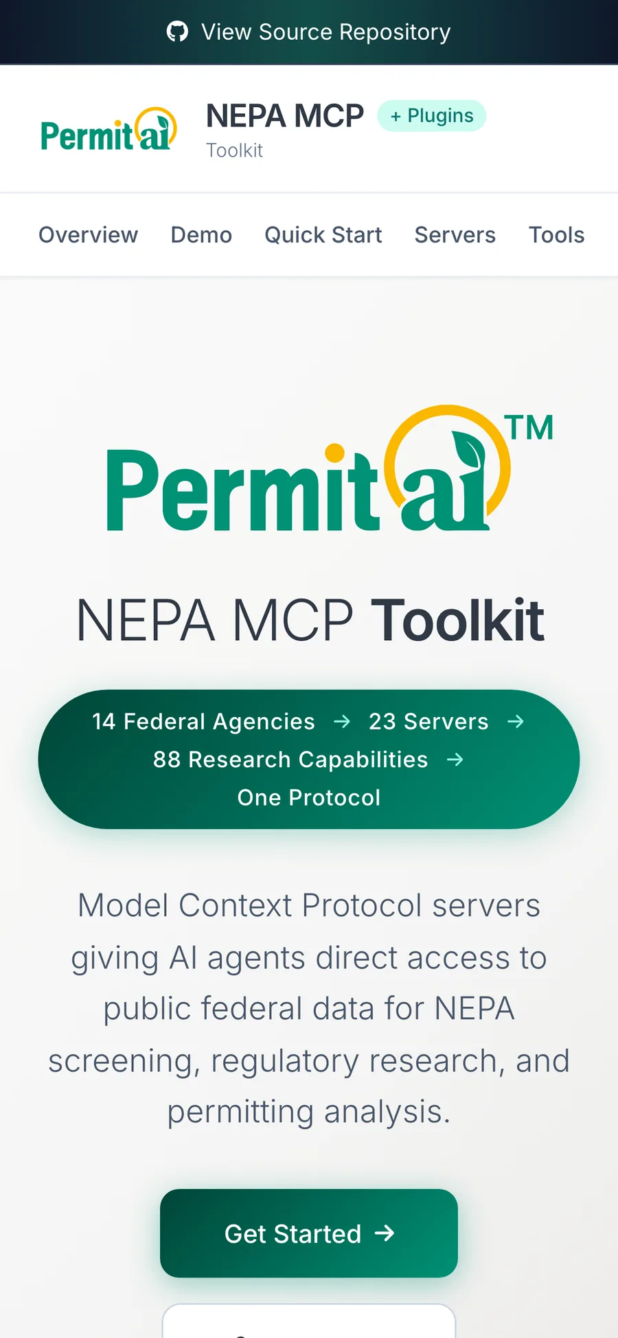 PermitAI's federal environmental-data toolkit for NEPA screening (mobile)