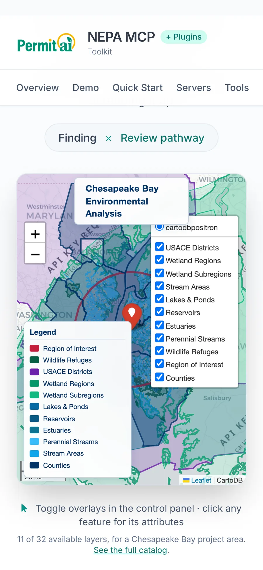 The Map Composer server: federal GIS layers (mobile)